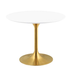 Lippa 40" Round Wood Dining Table - Gold White 