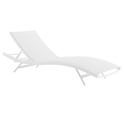 Glimpse Outdoor Patio Mesh Chaise Lounge Chair - White White 