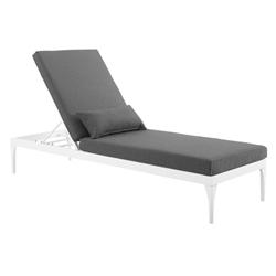 Perspective Cushion Outdoor Patio Chaise Lounge Chair - White Charcoal 