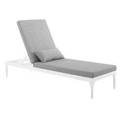 Perspective Cushion Outdoor Patio Chaise Lounge Chair - White Gray 