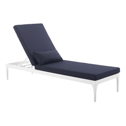 Perspective Cushion Outdoor Patio Chaise Lounge Chair - White Navy 