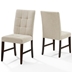 Promulgate Biscuit Tufted Upholstered Fabric Dining Chair Set of 2 - Beige