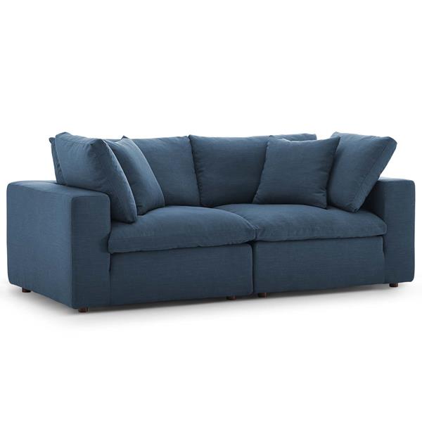 Commix Down Filled Overstuffed 2 Piece Sectional Sofa Set - Azure 