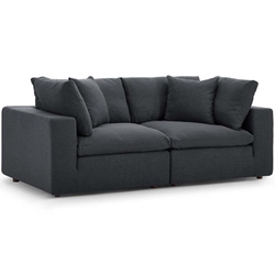 Commix Down Filled Overstuffed 2 Piece Sectional Sofa Set - Gray 