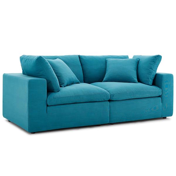 Commix Down Filled Overstuffed 2 Piece Sectional Sofa Set - Teal 
