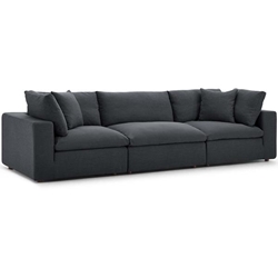 Commix Down Filled Overstuffed 3 Piece Sectional Sofa Set - Gray 