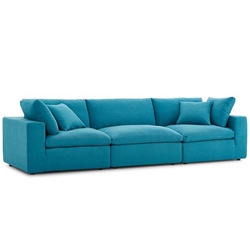 Commix Down Filled Overstuffed 3 Piece Sectional Sofa Set - Teal 