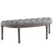 Esteem Vintage French Upholstered Fabric Semi-Circle Bench - Light Gray - MOD4889
