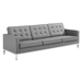 Loft Tufted Upholstered Faux Leather Sofa - Silver Gray - MOD4928