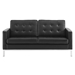 Loft Tufted Upholstered Faux Leather Loveseat - Silver Black - MOD4935
