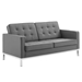 Loft Tufted Upholstered Faux Leather Loveseat - Silver Gray - MOD4936
