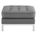 Loft Tufted Upholstered Faux Leather Ottoman - Silver Gray - MOD4952