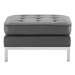 Loft Tufted Upholstered Faux Leather Ottoman - Silver Gray - MOD4952