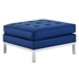 Loft Tufted Upholstered Faux Leather Ottoman - Silver Navy