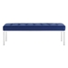 Loft Tufted Large Upholstered Faux Leather Bench - Silver Navy - MOD4961