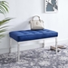 Loft Tufted Medium Upholstered Faux Leather Bench - Silver Navy - MOD4969