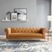 Idyll Tufted Button Upholstered Leather Chesterfield Sofa - Tan - MOD5057