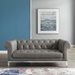 Idyll Tufted Button Upholstered Leather Chesterfield Loveseat - Gray - MOD5058