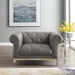 Idyll Tufted Button Upholstered Leather Chesterfield Armchair - Gray - MOD5060