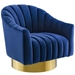 Buoyant Vertical Channel Tufted Accent Lounge Performance Velvet Swivel Chair - Navy - MOD5092