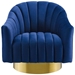Buoyant Vertical Channel Tufted Accent Lounge Performance Velvet Swivel Chair - Navy - MOD5092