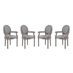 Emanate Dining Armchair Upholstered Fabric Set of 4 - Light Gray 