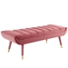 Guess Channel Tufted Performance Velvet Accent Bench - Dusty Rose - MOD5178