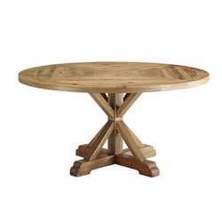 Stitch 59" Round Pine Wood Dining Table - Brown 