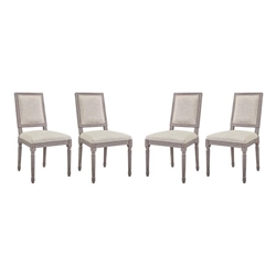 Court Dining Side Chair Upholstered Fabric Set of 4 - Beige 