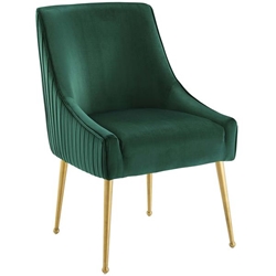 Discern Pleated Back Upholstered Performance Velvet Dining Chair - Green 