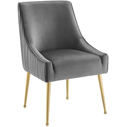 Discern Pleated Back Upholstered Performance Velvet Dining Chair - Gray 