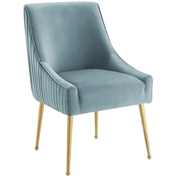 Discern Pleated Back Upholstered Performance Velvet Dining Chair - Light Blue 