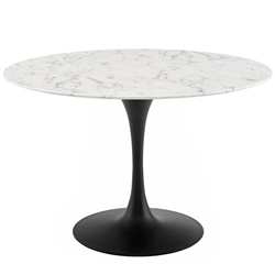 Lippa 47" Round Artificial Marble Dining Table - Black White 