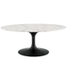 Lippa 42" Oval-Shaped Artificial Marble Coffee Table - Black White - MOD5286