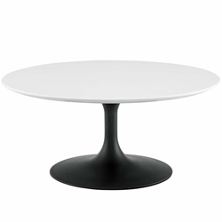 Lippa 36" Round Wood Coffee Table - Black White 