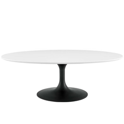 Lippa 48" Oval-Shaped Wood Top Coffee Table - Black White 