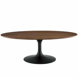 Lippa 48" Oval-Shaped Walnut Coffee Table - Black Walnut 
