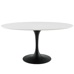 Lippa 60" Oval Wood Top Dining Table - Black White 