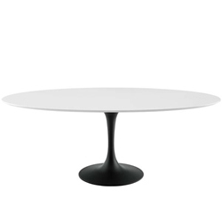Lippa 78" Oval Wood Dining Table - Black White 