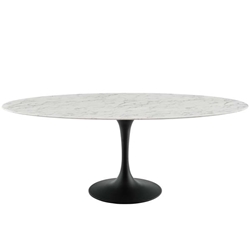 Lippa 78" Oval Artificial Marble Dining Table - Black White 