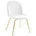 Scoop Gold Stainless Steel Leg Performance Velvet Dining Chair - White
