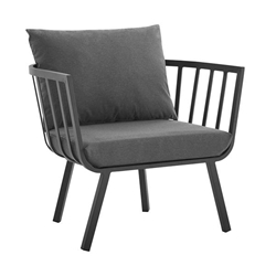 Riverside Outdoor Patio Aluminum Armchair - Gray Charcoal 