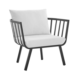 Riverside Outdoor Patio Aluminum Armchair - Gray White 