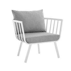 Riverside Outdoor Patio Aluminum Armchair - White Gray 