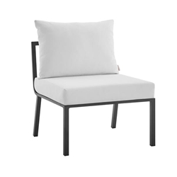 Riverside Outdoor Patio Aluminum Armless Chair - Gray White 