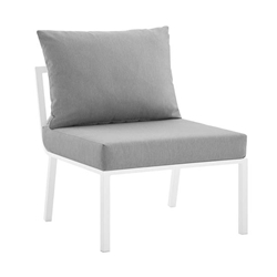 Riverside Outdoor Patio Aluminum Armless Chair - White Gray 