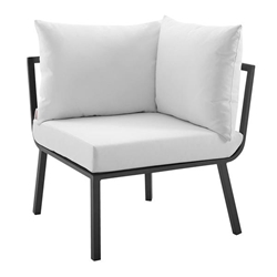 Riverside Outdoor Patio Aluminum Corner Chair - Gray White 