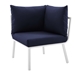 Riverside Outdoor Patio Aluminum Corner Chair - White Navy - MOD5356