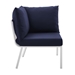Riverside Outdoor Patio Aluminum Corner Chair - White Navy - MOD5356