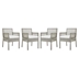 Aura Dining Armchair Outdoor Patio Wicker Rattan Set of 4 - Gray White